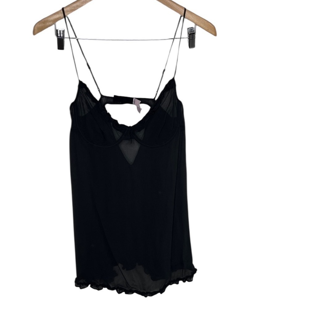 Victoria's Secret Black Silk Underwire Nightie Chemise Women Size 36C